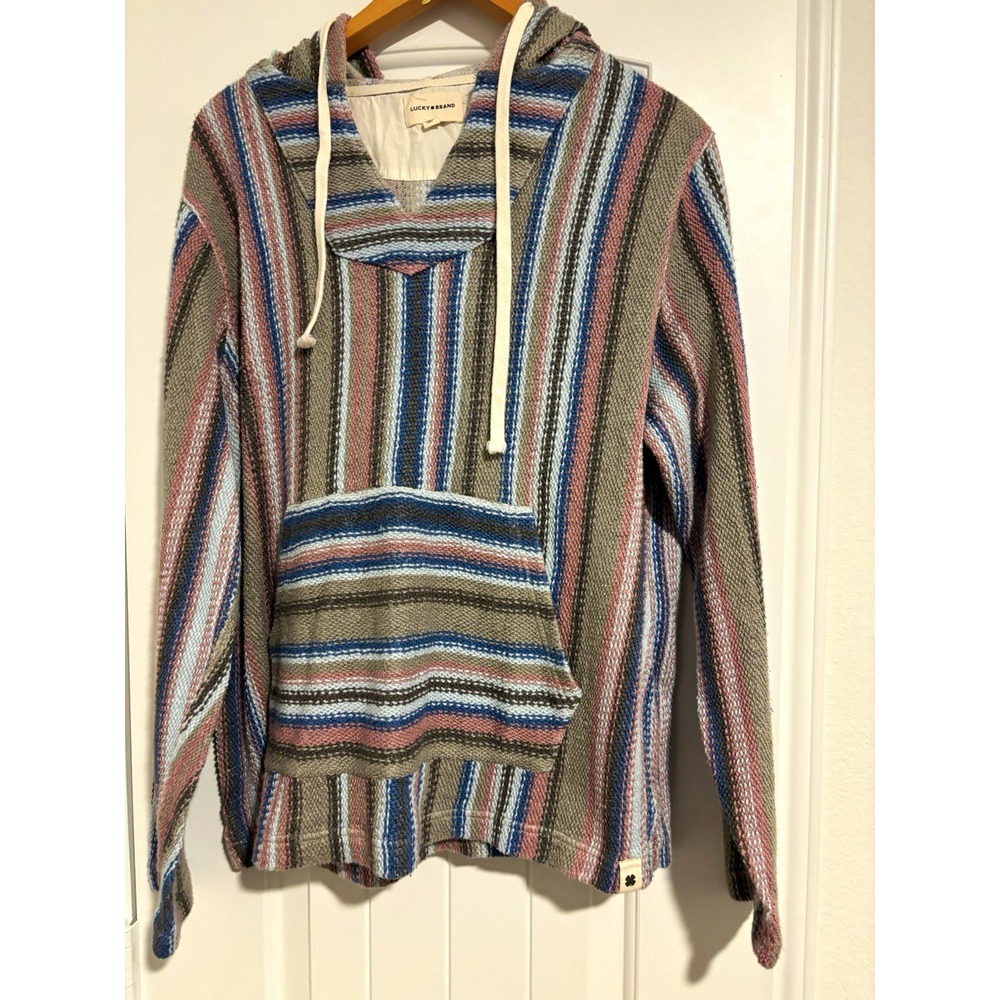 Lucky Brand Women's Striped Pullover Hoodie S bohemian earthy colorful